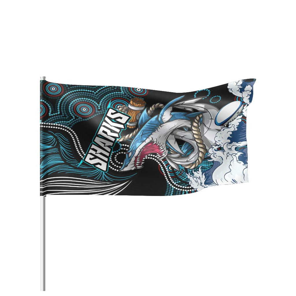 shark-rugby-flag-impetuous-sharks-with-rugby-ball-and-aboriginal-dot-painting-art