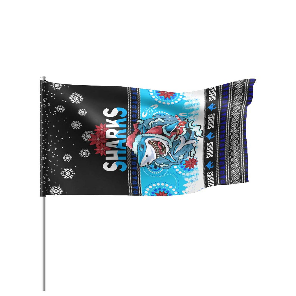 sharks-rugby-christmas-flag-sharks-ugly-christmas-and-aboriginal-patterns-flag