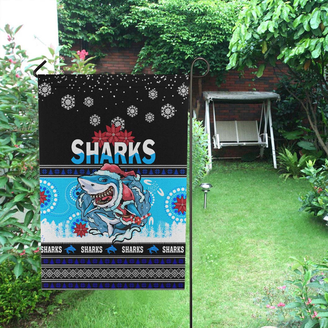 sharks-rugby-christmas-flag-sharks-ugly-christmas-and-aboriginal-patterns-flag