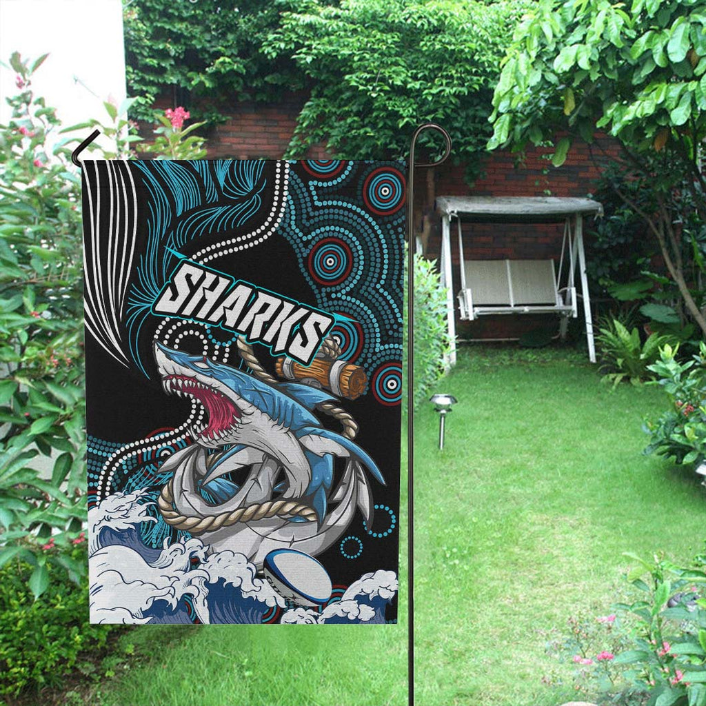shark-rugby-flag-impetuous-sharks-with-rugby-ball-and-aboriginal-dot-painting-art