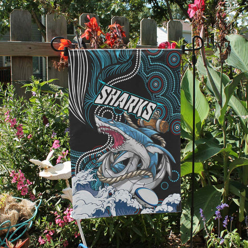 shark-rugby-flag-impetuous-sharks-with-rugby-ball-and-aboriginal-dot-painting-art