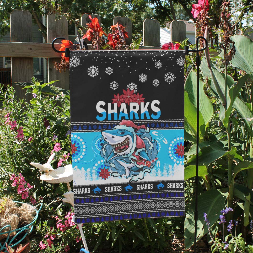 sharks-rugby-christmas-flag-sharks-ugly-christmas-and-aboriginal-patterns-flag