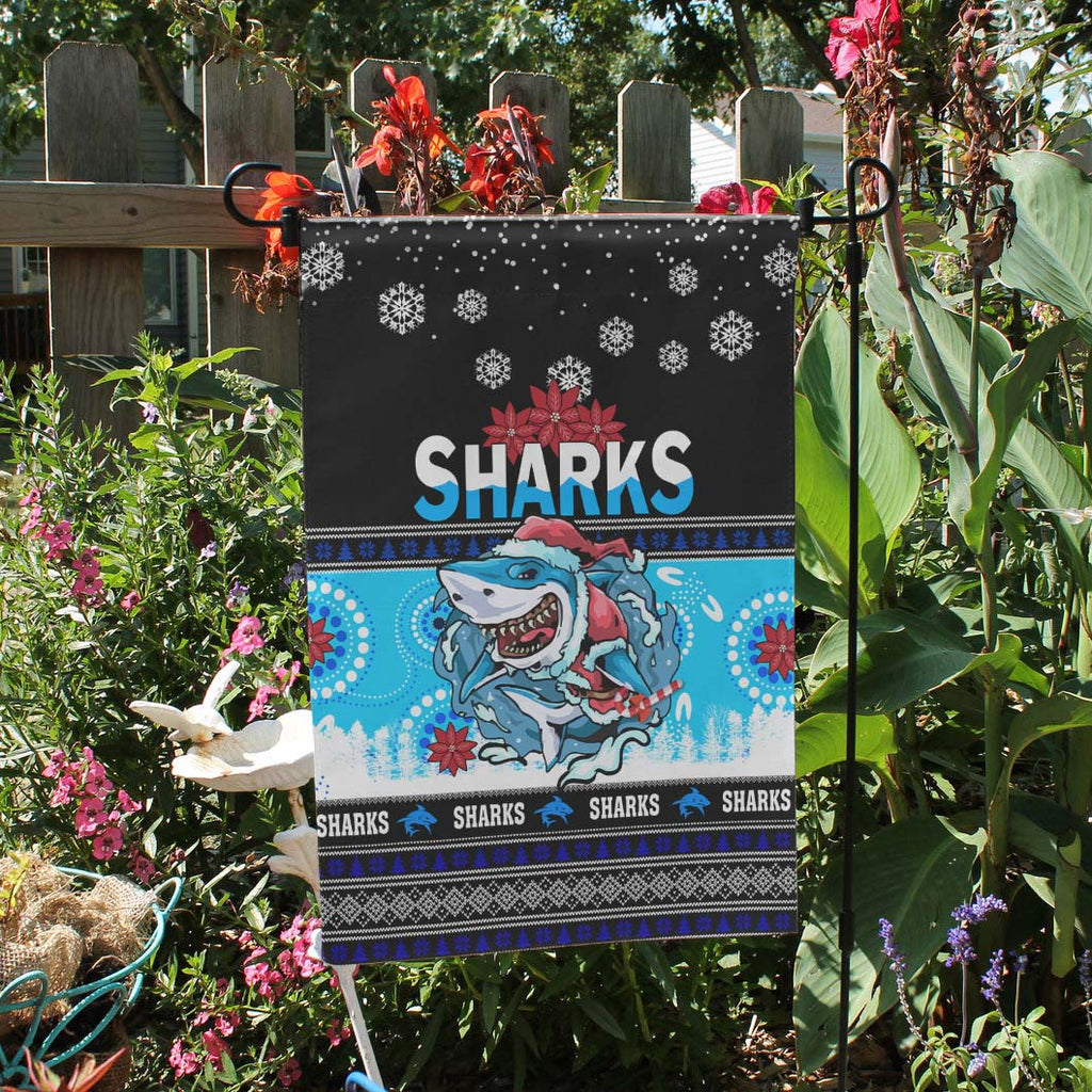 sharks-rugby-christmas-flag-sharks-ugly-christmas-and-aboriginal-patterns-flag