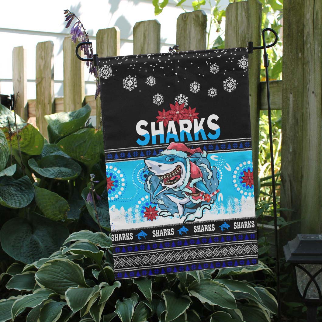 sharks-rugby-christmas-flag-sharks-ugly-christmas-and-aboriginal-patterns-flag