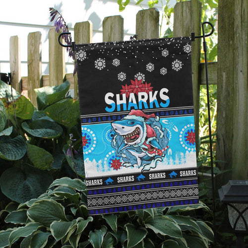 sharks-rugby-christmas-flag-sharks-ugly-christmas-and-aboriginal-patterns-flag
