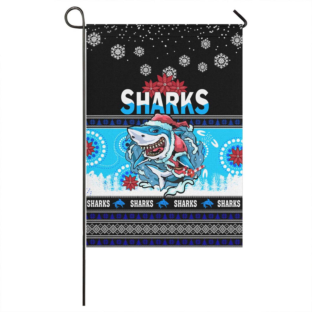 sharks-rugby-christmas-flag-sharks-ugly-christmas-and-aboriginal-patterns-flag