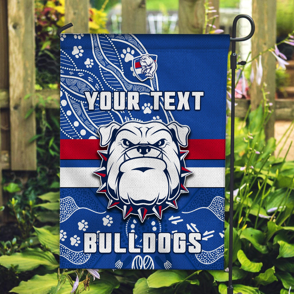 custom-personalised-bulldogs-football-flag-scraggers-1877-aboriginal-dot-painting-newest-version