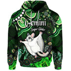 australian-astrology-zip-up-and-pullover-hoodie-gemini-sugar-glider-zodiac-aboriginal-vibes-green