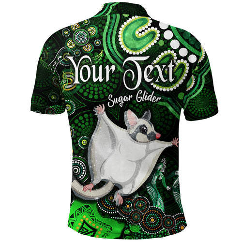 custom-personalised-australian-astrology-polo-shirt-gemini-sugar-glider-zodiac-aboriginal-vibes-green