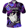 australian-astrology-polo-shirt-gemini-sugar-glider-zodiac-aboriginal-vibes-purple