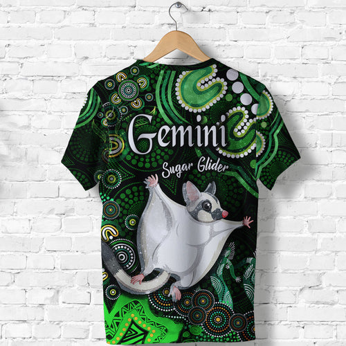 australian-astrology-t-shirt-gemini-sugar-glider-zodiac-aboriginal-vibes-green
