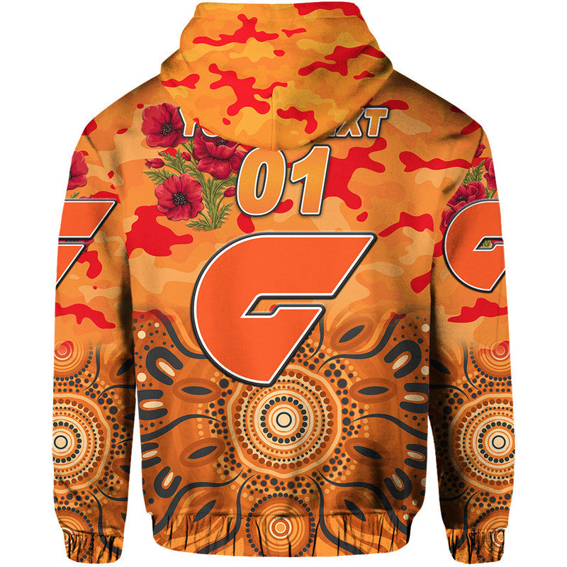 (Custom Personalised) Greater Western Sydney Giants ANZAC Zip Up And Pullover Hoodie Indigenous Vibes LT8