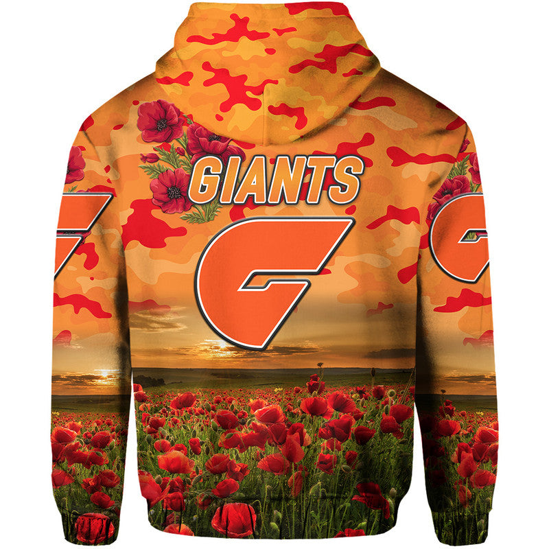 Greater Western Sydney Giants ANZAC Zip Up And Pullover Hoodie Poppy Vibes LT8