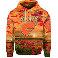 Greater Western Sydney Giants ANZAC Zip Up And Pullover Hoodie Poppy Vibes LT8