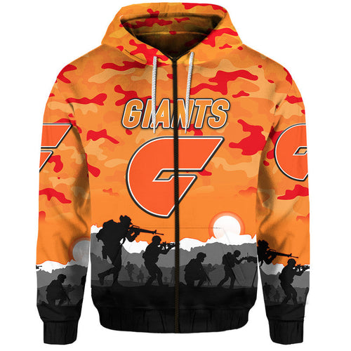 Greater Western Sydney Giants ANZAC Zip Up And Pullover Hoodie Simple Style LT8