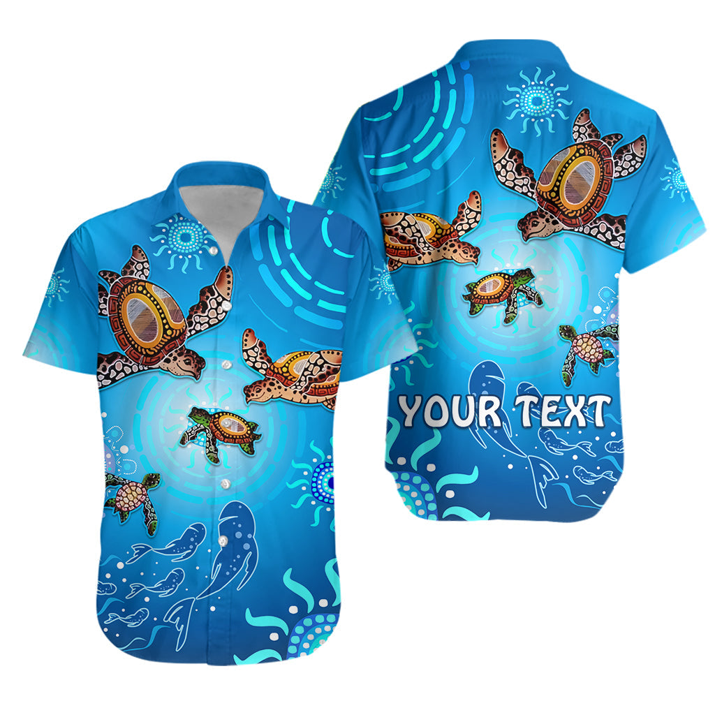 custom-personalised-australian-aboriginal-hawaiian-shirt-happy-turtle-family-version-blue