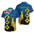 Australia Kangaroo Hawaiian Shirt Road Signs Aussie Aboriginal - Vibe Hoodie