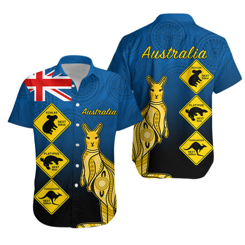 Australia Kangaroo Hawaiian Shirt Road Signs Aussie Aboriginal - Vibe Hoodie