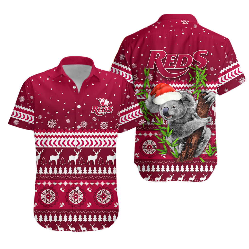 Reds Christmas Hawaiian Shirt Queensland Rugby Indigenous - Vibe Hoodie