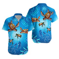 Australian Aboriginal Hawaiian Shirt Happy Turtle Family Version Blue - Vibe Hoodie