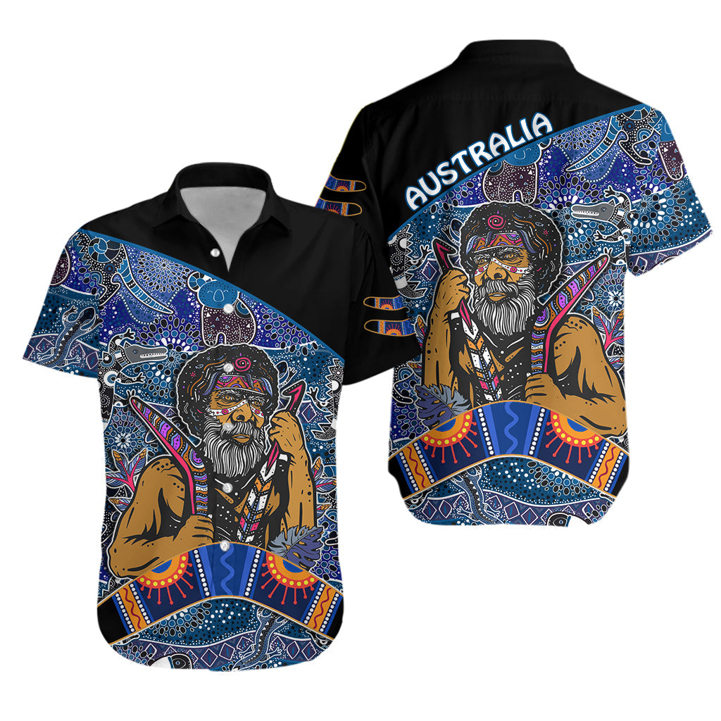 Australian Boomerang Hawaiian Shirt Indigenous Australia Blue Graceful - Vibe Hoodie