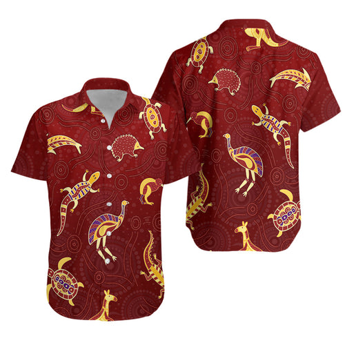 Aboriginal Art Hawaiian Shirt Animals Australia Version Maroon - Vibe Hoodie