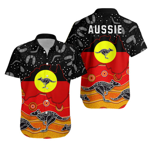 Aboriginal Flag Hawaiian Shirt Map Aussie - Vibe Hoodie