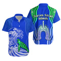 Torres Strait Islands Hawaiian Shirt The Dhari Mix Aboriginal Turtle Version Blue - Vibe Hoodie