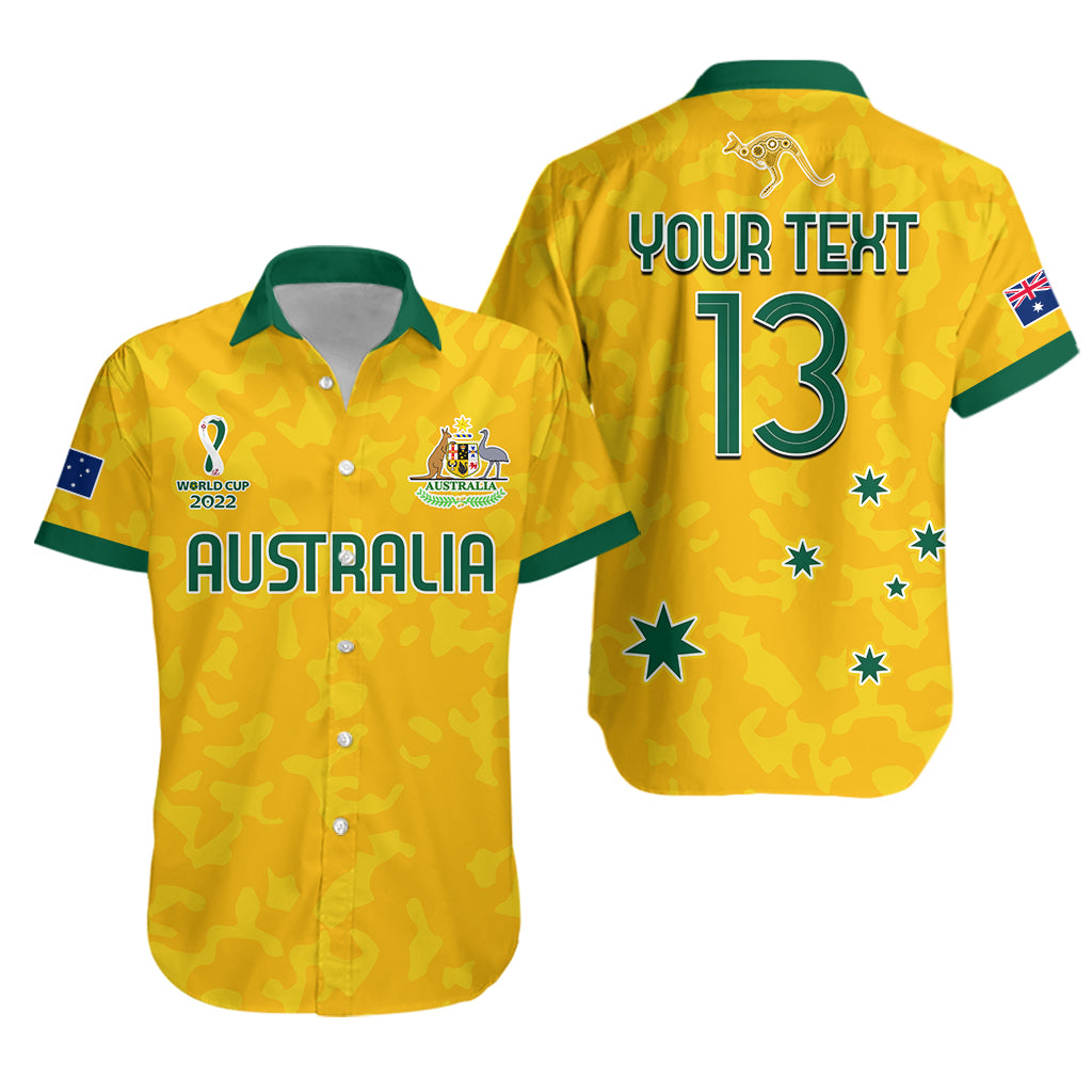 custom-text-and-number-australia-soccer-hawaiian-shirt-world-cup-football-2022-socceroos-with-kangaroos
