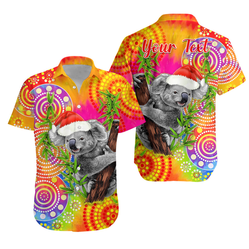 custom-personalised-australia-koala-aboriginal-hawaiian-shirt-rainbow-tie-dye-merry-christmas
