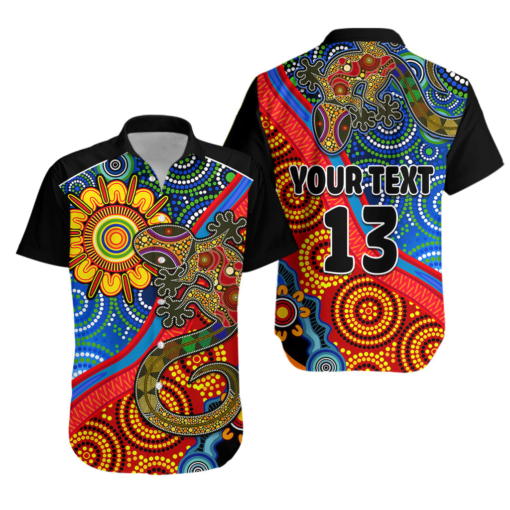 custom-text-and-number-australia-lizard-and-sun-hawaiian-shirt-aboriginal-art-speical