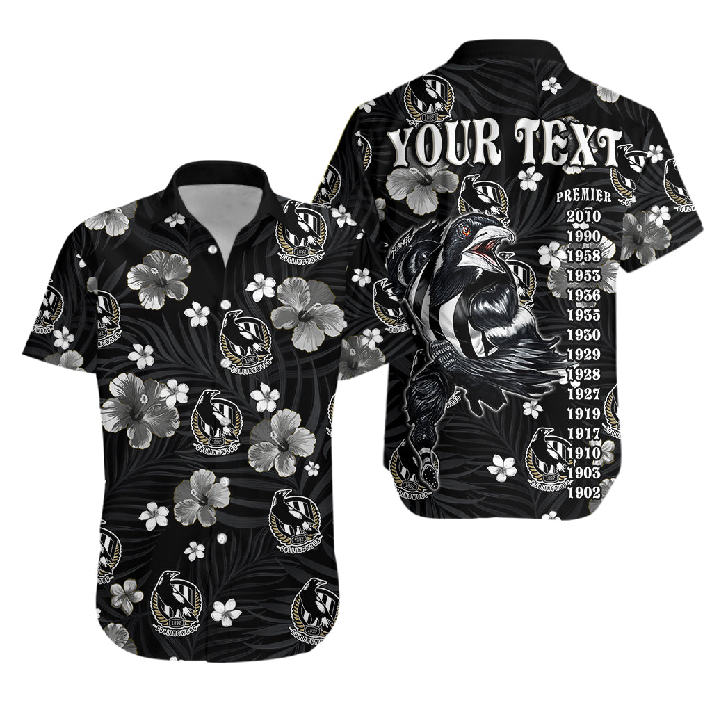 custom-personalised-magpies-football-hawaiian-shirt-collingwood-premiers-tropical-flowers-impressive