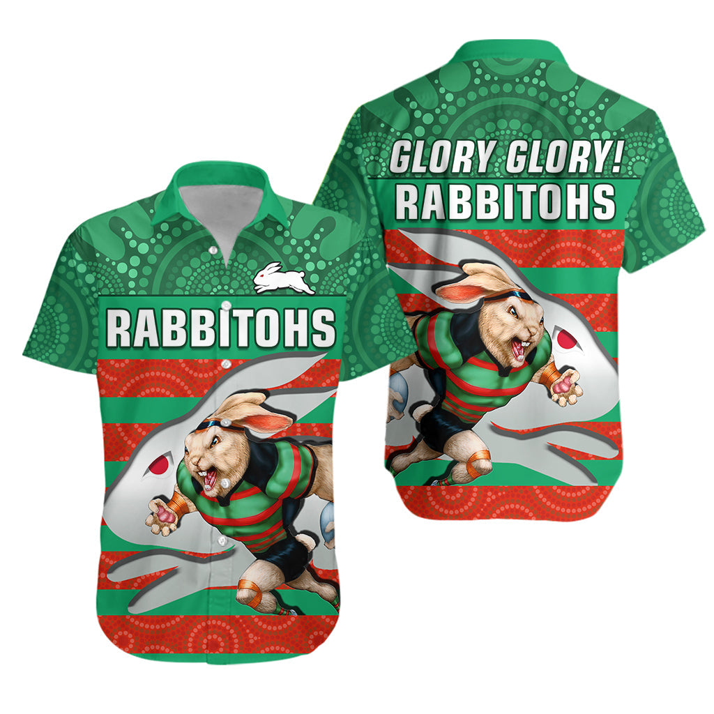 rabbitohs-rugby-hawaiian-shirt-aboriginal-dot-painting-glory-glory-sporty-style