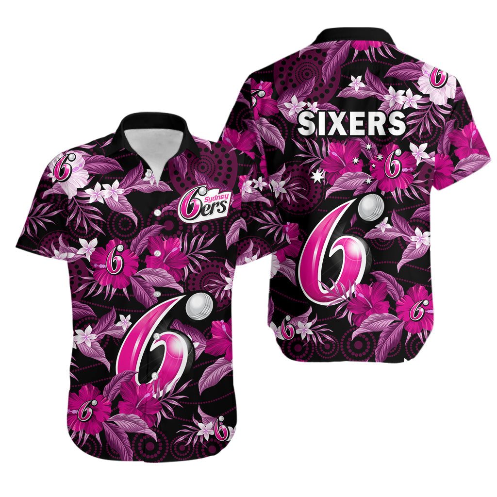 sydney-sixers-cricket-hawaiian-shirt-aboriginal-art-mix-tropical-flowers