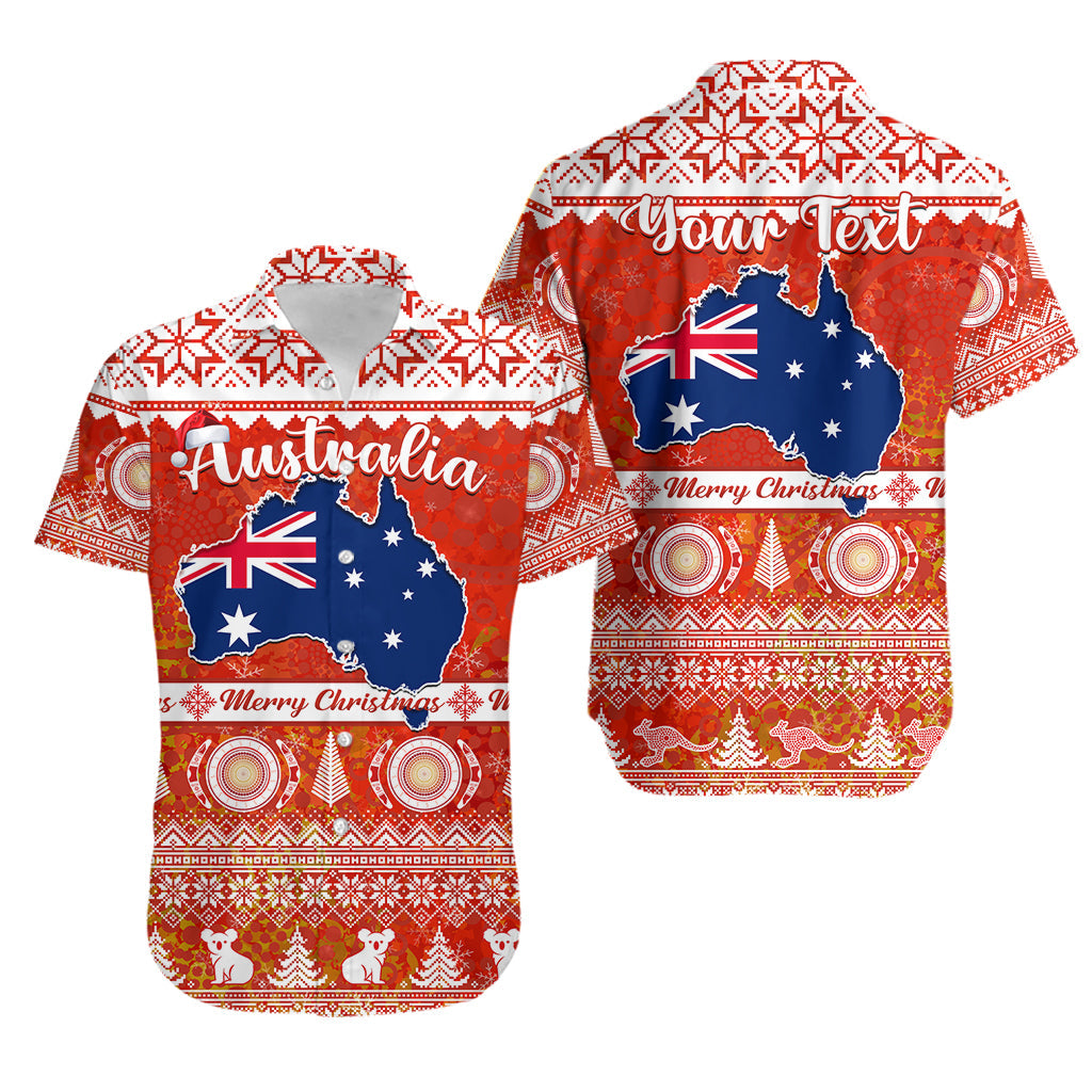 custom-personalised-australia-hawaiian-shirt-australian-map-aboriginal-painting-merry-christmas
