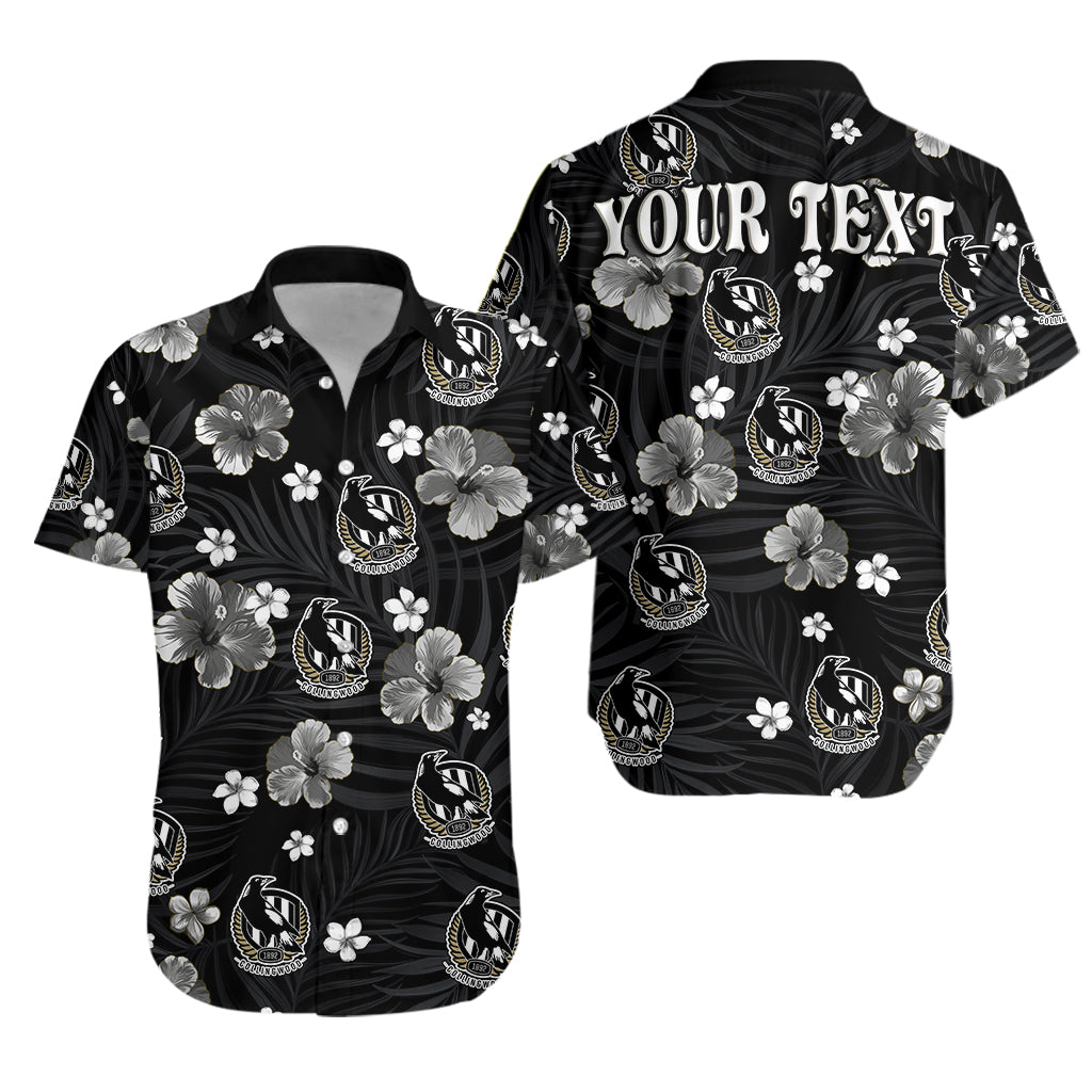custom-personalised-magpies-football-hawaiian-shirt-collingwood-premiers-tropical-flowers-simple