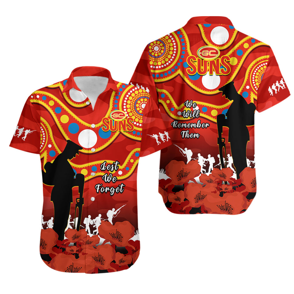 gold-coast-football-anzac-2023-hawaiian-shirt-suns-aboriginal-mix-poppy-camouflage