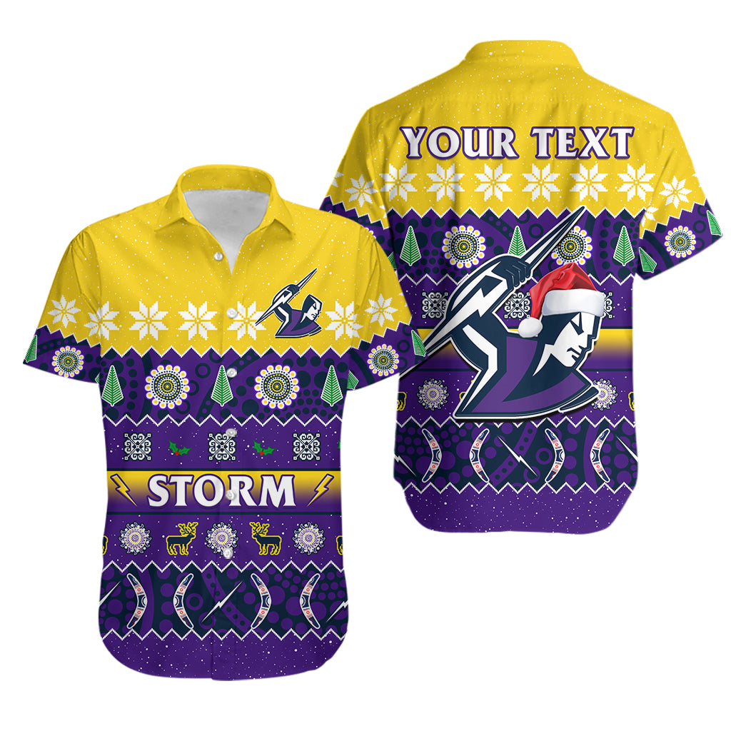 custom-personalised-melbourne-storm-christmas-hawaiian-shirt-aboriginal-art-merry-xmas