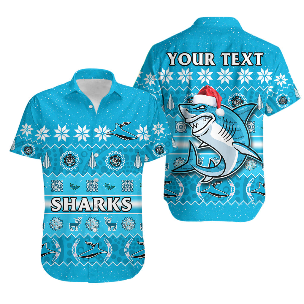 custom-personalised-sharks-christmas-hawaiian-shirt-cronulla-sutherland-aboriginal-art-merry-xmas