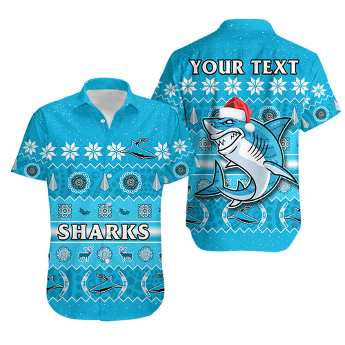 custom-personalised-sharks-christmas-hawaiian-shirt-cronulla-sutherland-aboriginal-art-merry-xmas