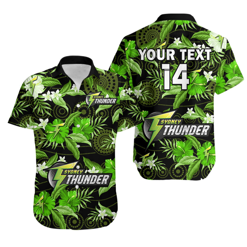 custom-text-and-number-sydney-thunder-cricket-hawaiian-shirt-aboriginal-art-mix-tropical-flowers