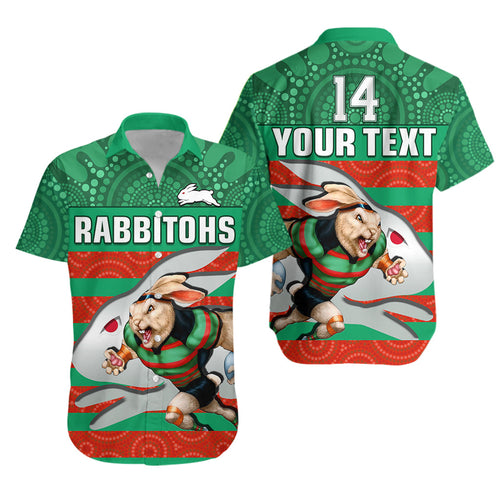 custom-text-and-number-rabbitohs-rugby-hawaiian-shirt-aboriginal-dot-painting-glory-glory-sporty-style