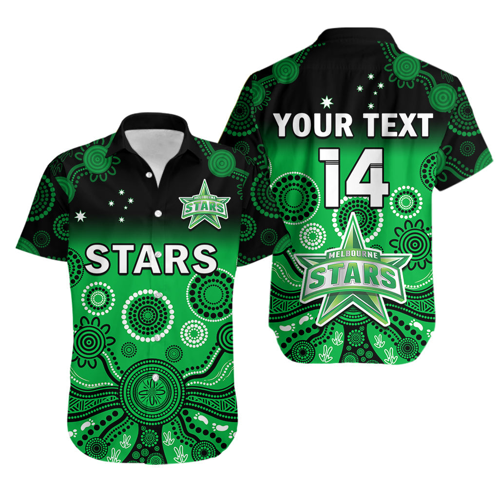 custom-text-and-number-stars-cricket-hawaiian-shirt-melbourne-team-green-gradient-aboriginal-art