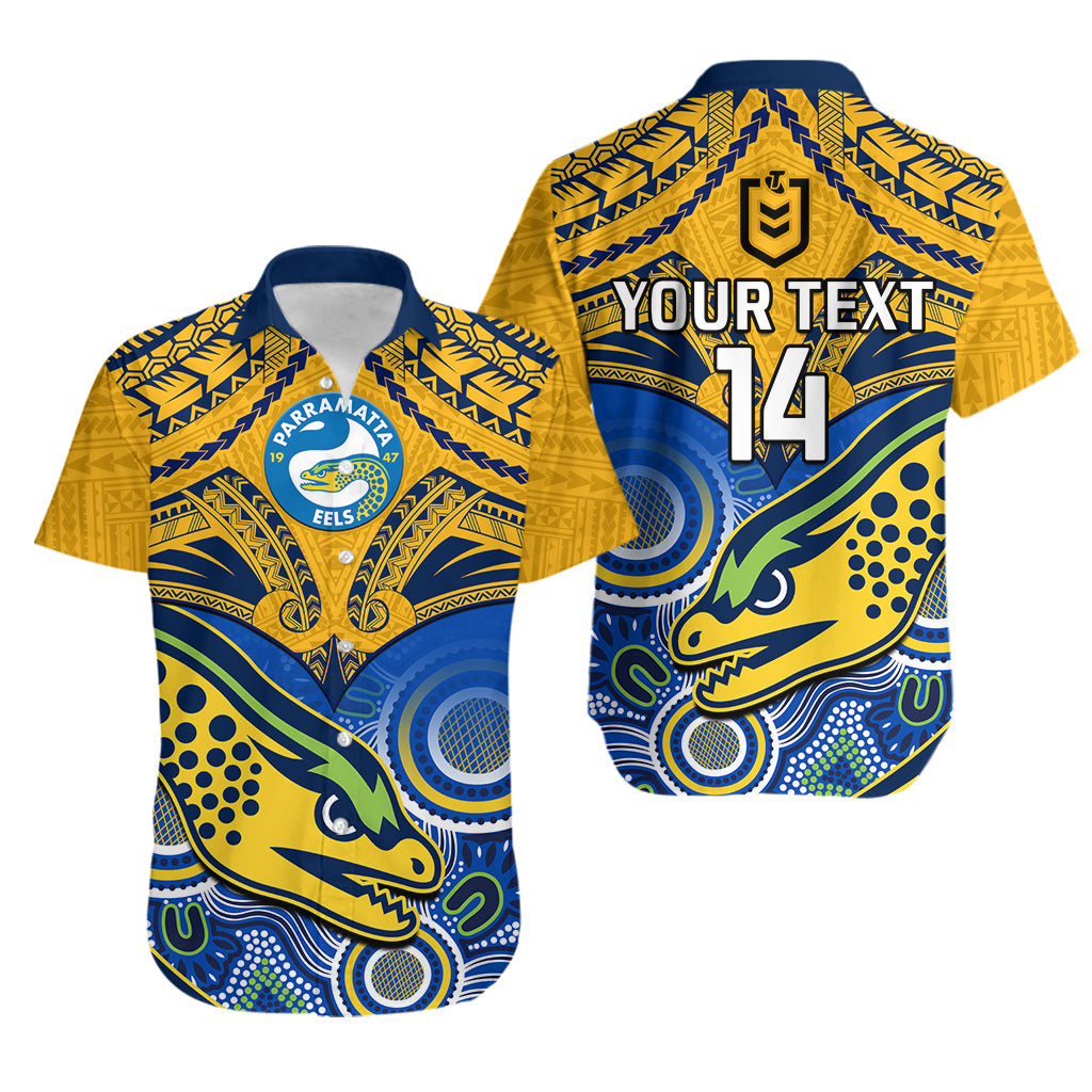 custom-text-and-number-parramatta-rugby-2023-hawaiian-shirt-go-eels-polynesian-mix-indigenous-art
