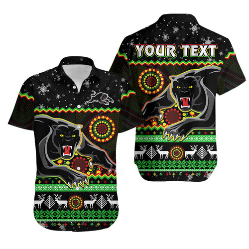 custom-personalised-panthers-christmas-hawaiian-shirt-aboriginal-pattern-penrith-black-version
