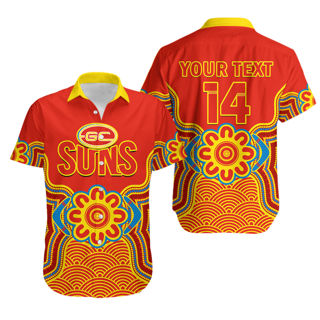 custom-text-and-number-gold-coast-football-hawaiian-shirt-suns-indigenous-pattern