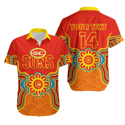 custom-text-and-number-gold-coast-football-hawaiian-shirt-suns-indigenous-pattern