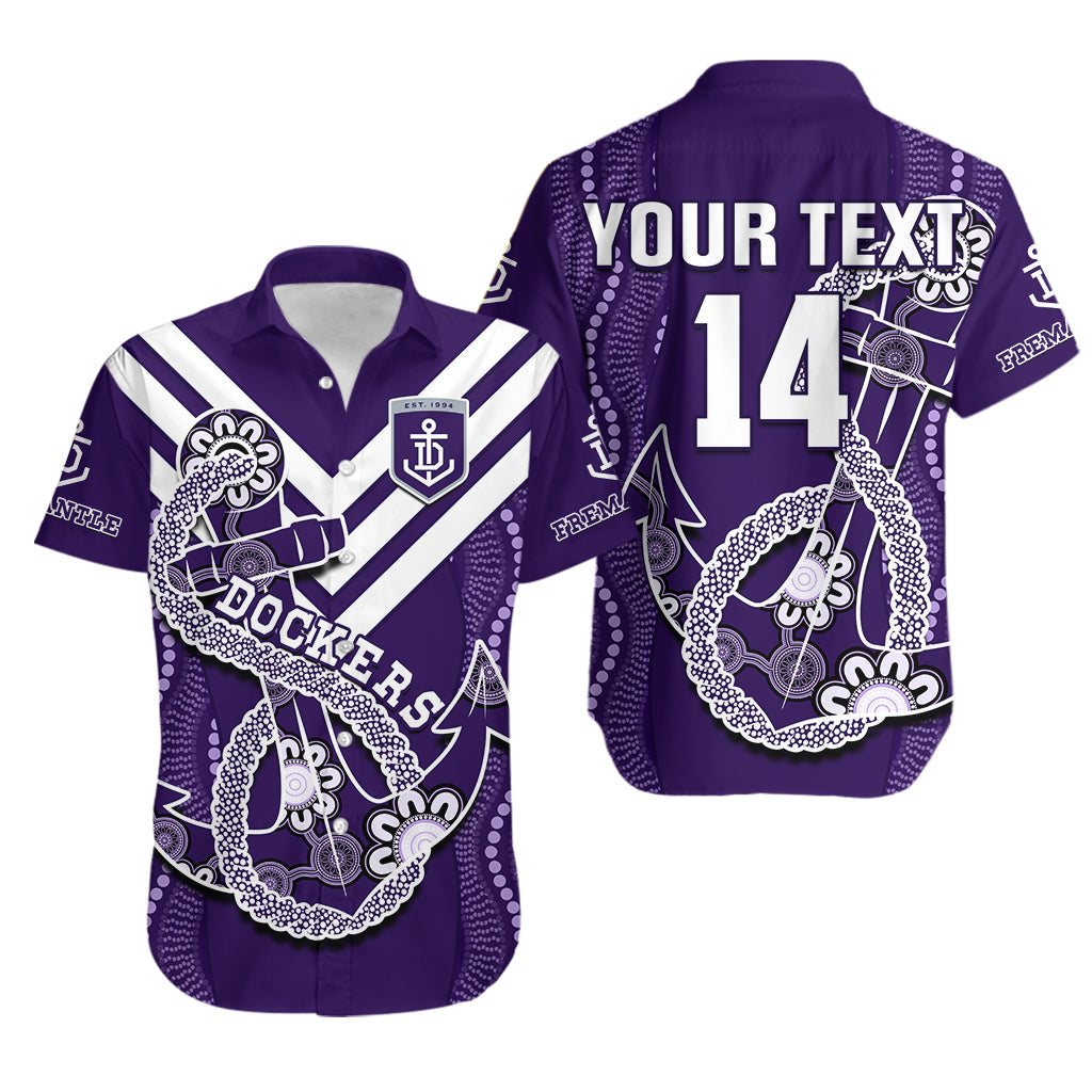 custom-text-and-number-dockers-football-hawaiian-shirt-fremantle-anchor-mix-aboriginal-pattern-dynamic-style