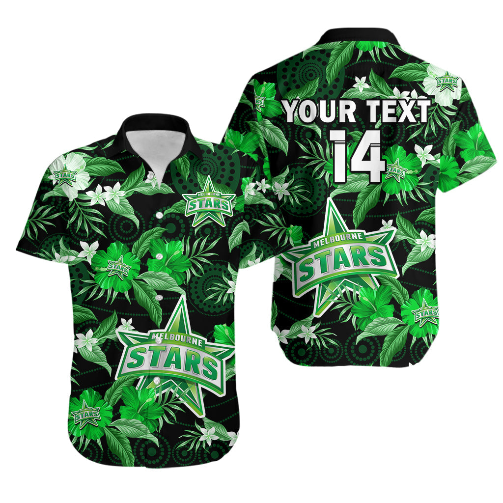 custom-text-and-number-melbourne-stars-cricket-hawaiian-shirt-aboriginal-art-mix-tropical-flowers