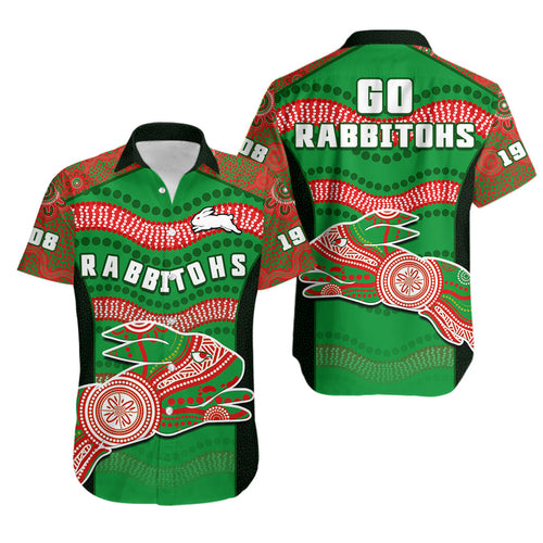 rabbitohs-rugby-hawaiian-shirt-souths-1908-aboriginal-dot-painting-go-bunnies